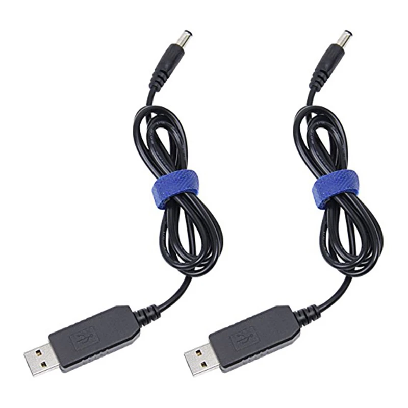 2X Кабеля преобразования USB в постоянный ток от 5 В до 12 В, повышающий напряжение кабель 5,5X2,1 мм, штекер постоянного тока, 1 м Новый