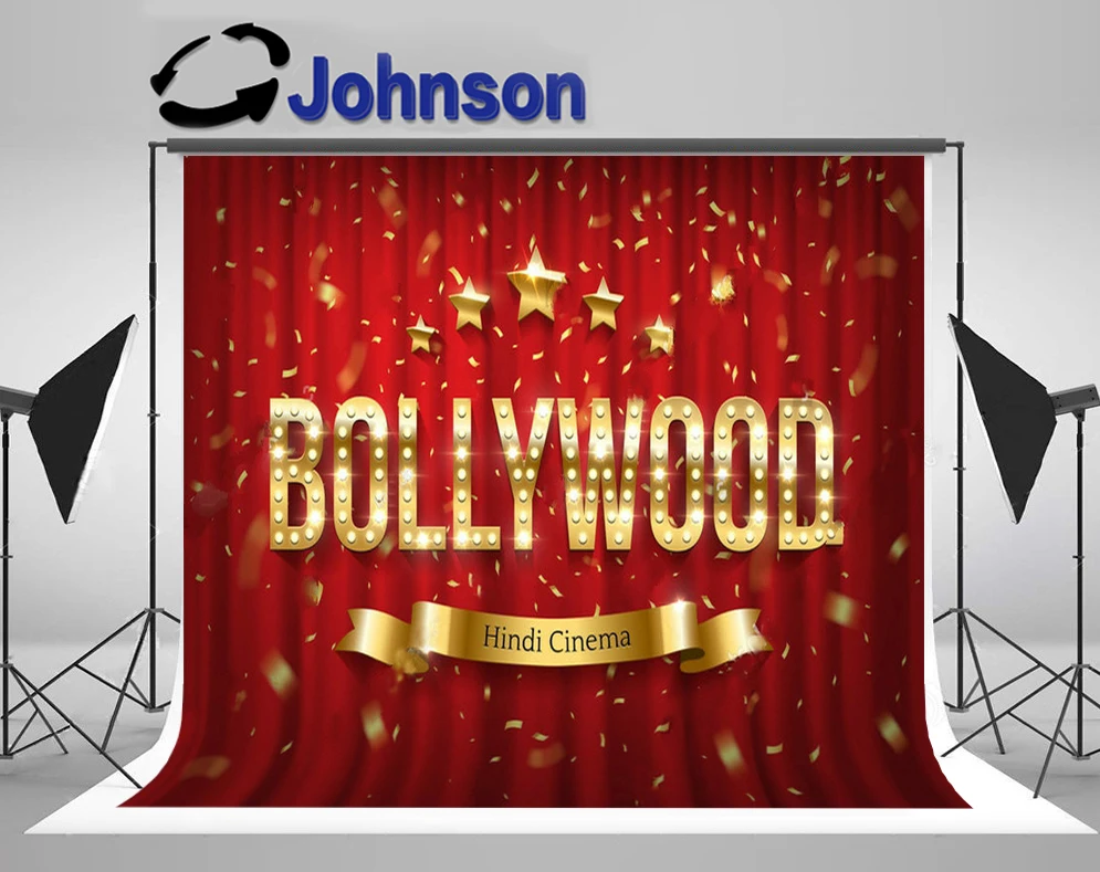 JOHNSON Indian Cinema Театральный фестиваль в Болливуде Золотой фон для фотографий с искрящимся блеском Компьютерная печать фон для вечеринки