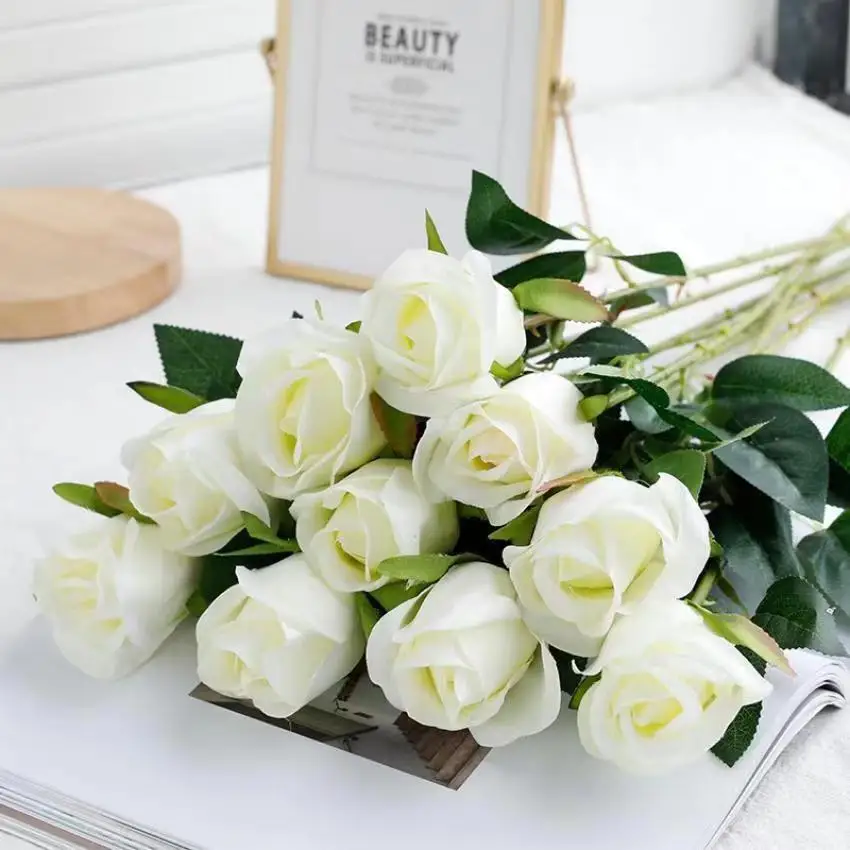 PmaoTxu Имитация розы Цветы Гостиная Столовая Снежная гора Белая Мебель Украшения Цветы