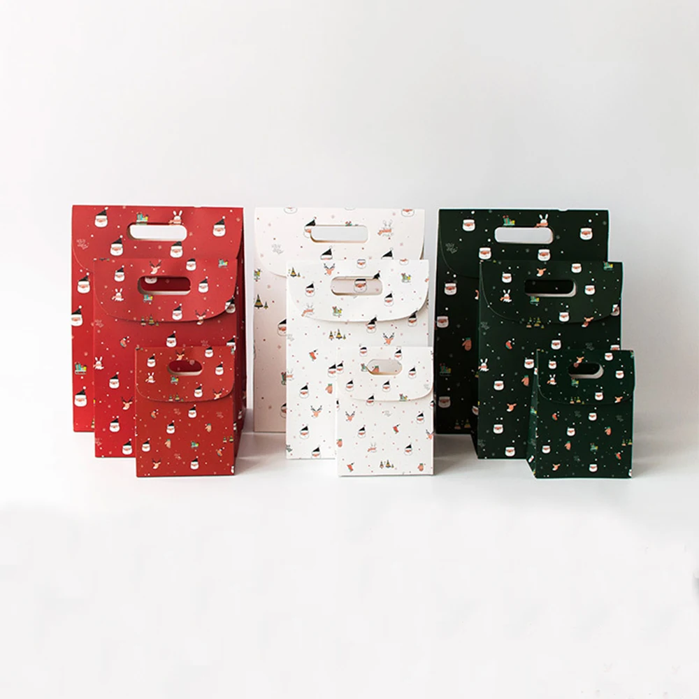 S / M / L Рождественские Подарочные Пакеты Подарочные Коробки Пакеты Для Упаковки Шоколадных Конфет Милые Подарочные Сумки С Клапаном Санта-Клауса, Утолщенные Бумажные Пакеты