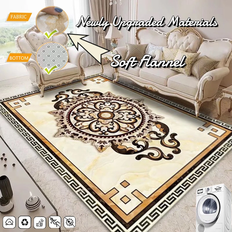 Золотые ковры в европейском стиле для дивана в гостиной, роскошное украшение, коврик для спальни, моющийся Мраморный нескользящий коврик Alfombra Tatami.