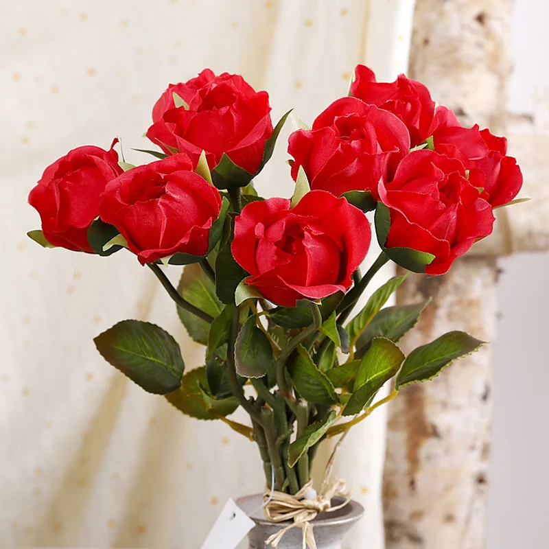 Красивые и романтичные искусственные цветы камелии с 9 головками, Букет из роз на День Святого Валентина для свадебного украшения дома и сада своими руками