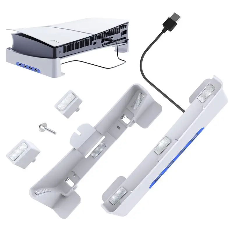 Охлаждающая Подставка для PS5 Тонкий Горизонтальный Держатель Консоли USB-концентратор Зарядная Док-станция с 4 Портами USB2.0 для Дисков / Цифровых Изданий