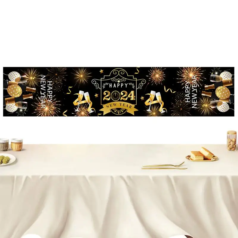 Простая новогодняя настольная дорожка Украшения для вечеринок Прочный Элегантный креативный черно золотой Новогодний стол