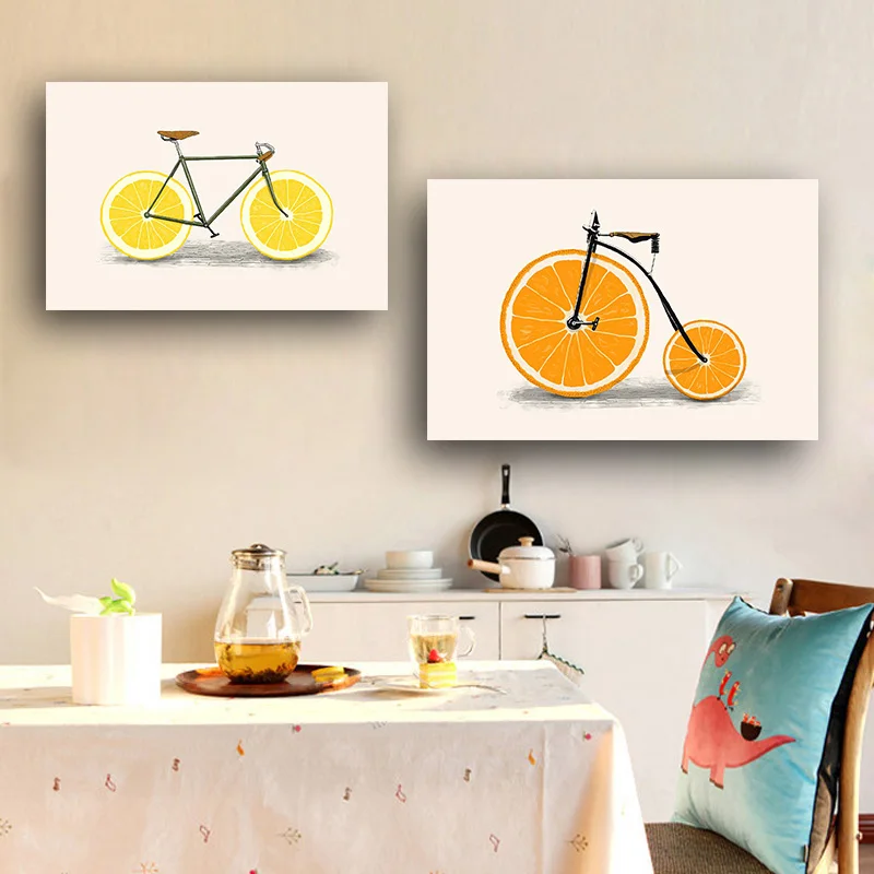 Простые Фруктовые Лимонные Велосипедные Плакаты и Принты На Холсте В Скандинавском Стиле Поп-Арт Настенная Картина Для Гостиной Кухни