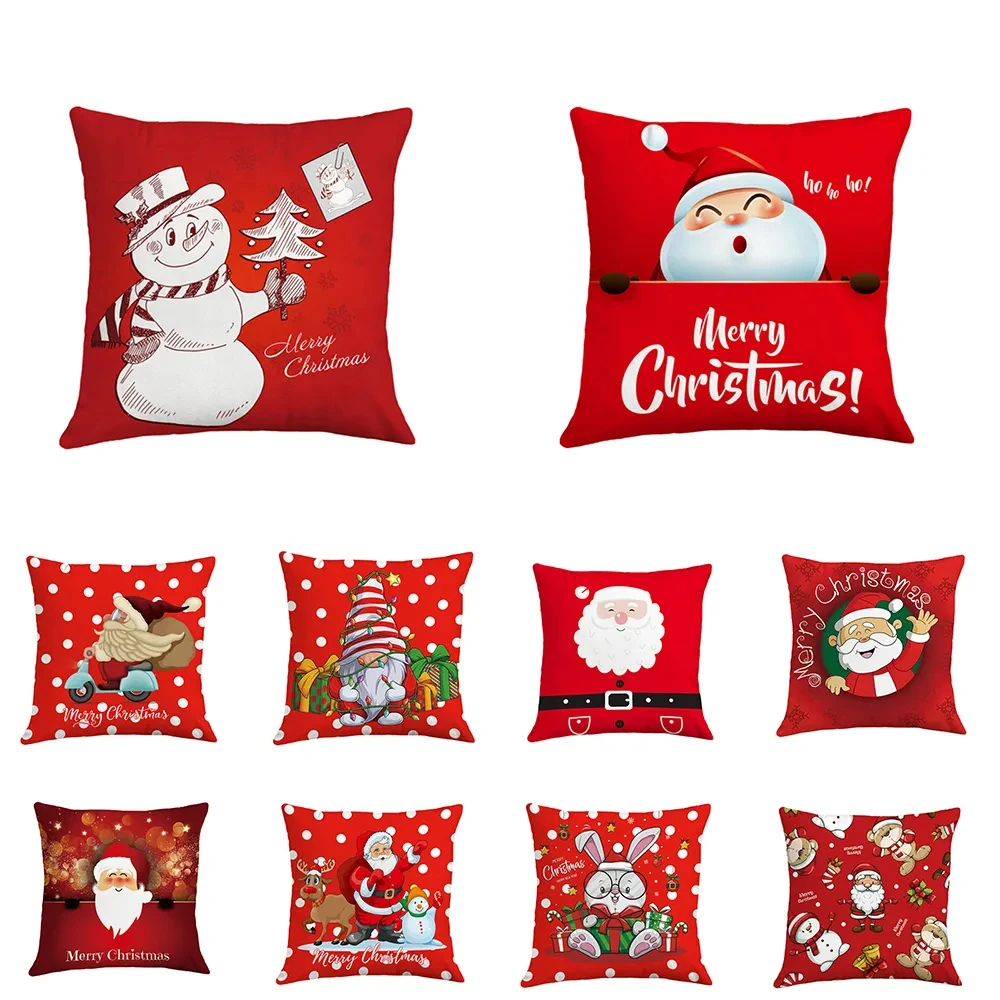 Чехол для подушки Санта-Клауса, наволочка со Снеговиком, красная Наволочка с мультяшным принтом, С Рождеством, Декор дивана в гостиной 2024 F1880